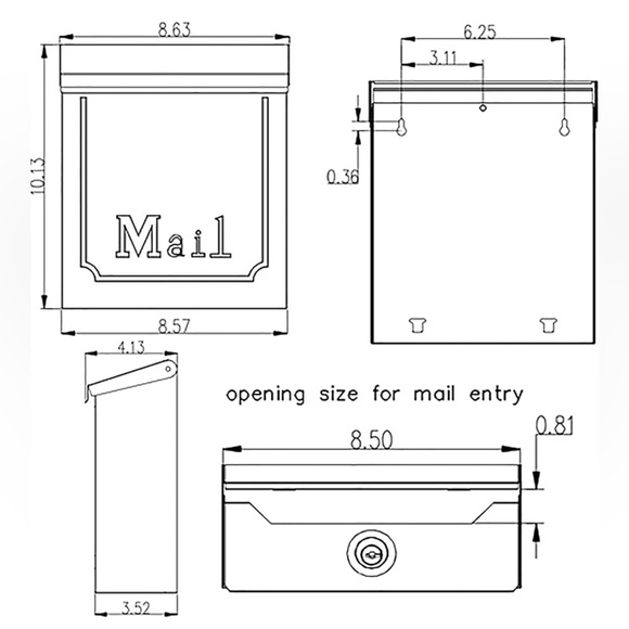 Vertical Small Galvanized Steel Wall Mount Mailbox📮4.1 x 8.6 x 10.1inches Black - Picture 7 of 9